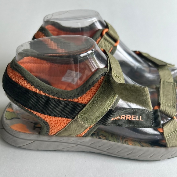 Merrel Olive Green Orange Canvas Rubber Outsole Sandals size 7 - Picture 5 of 16